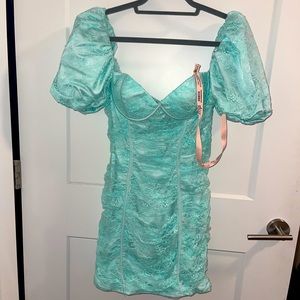Oh Polly Return of romance puff sleeve lace mesh mini dress.!Size 8 US
